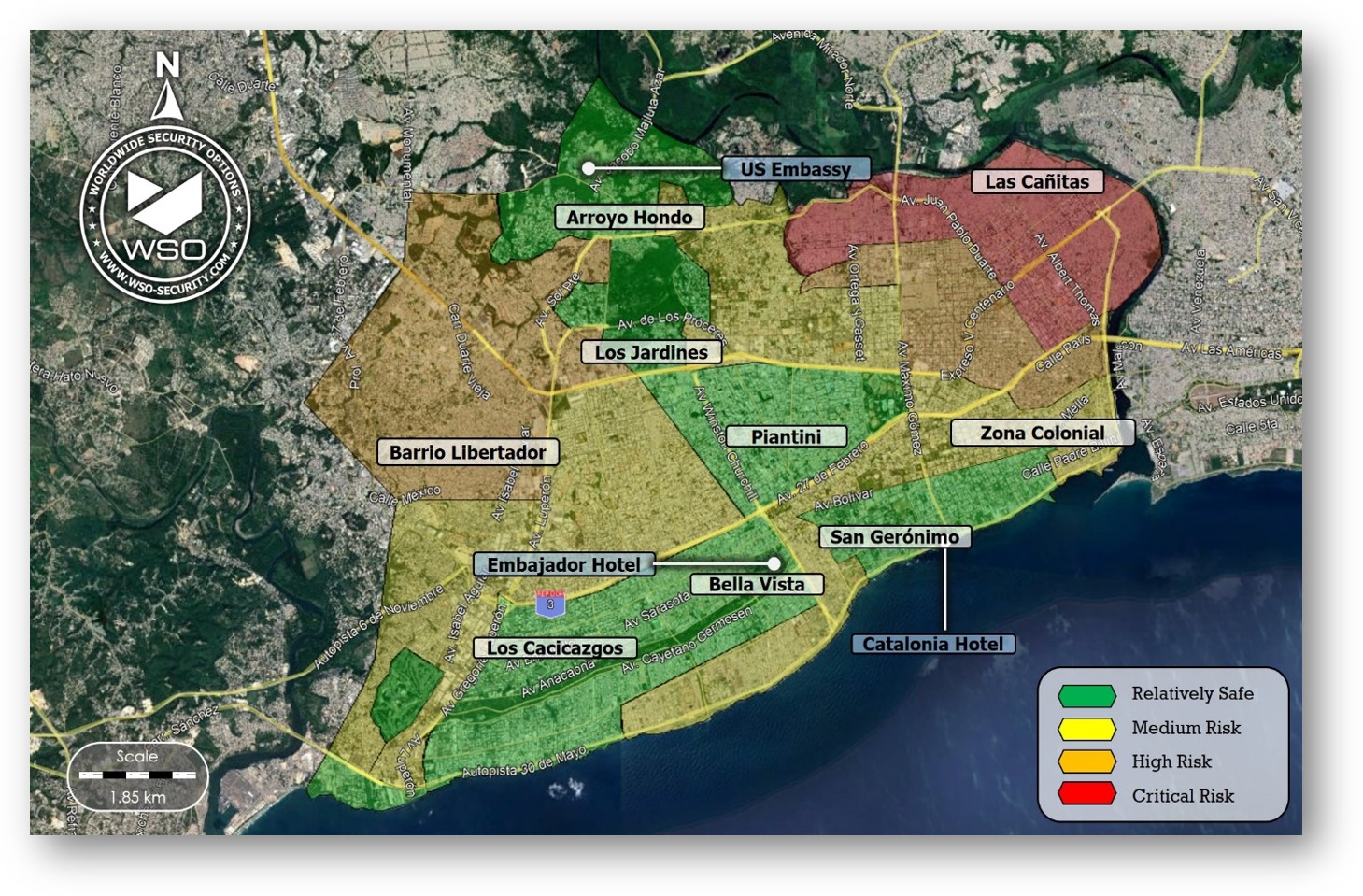 Dominican Republic Security Profile WSO Worldwide Security Options   Risk Map Santo Domingo 